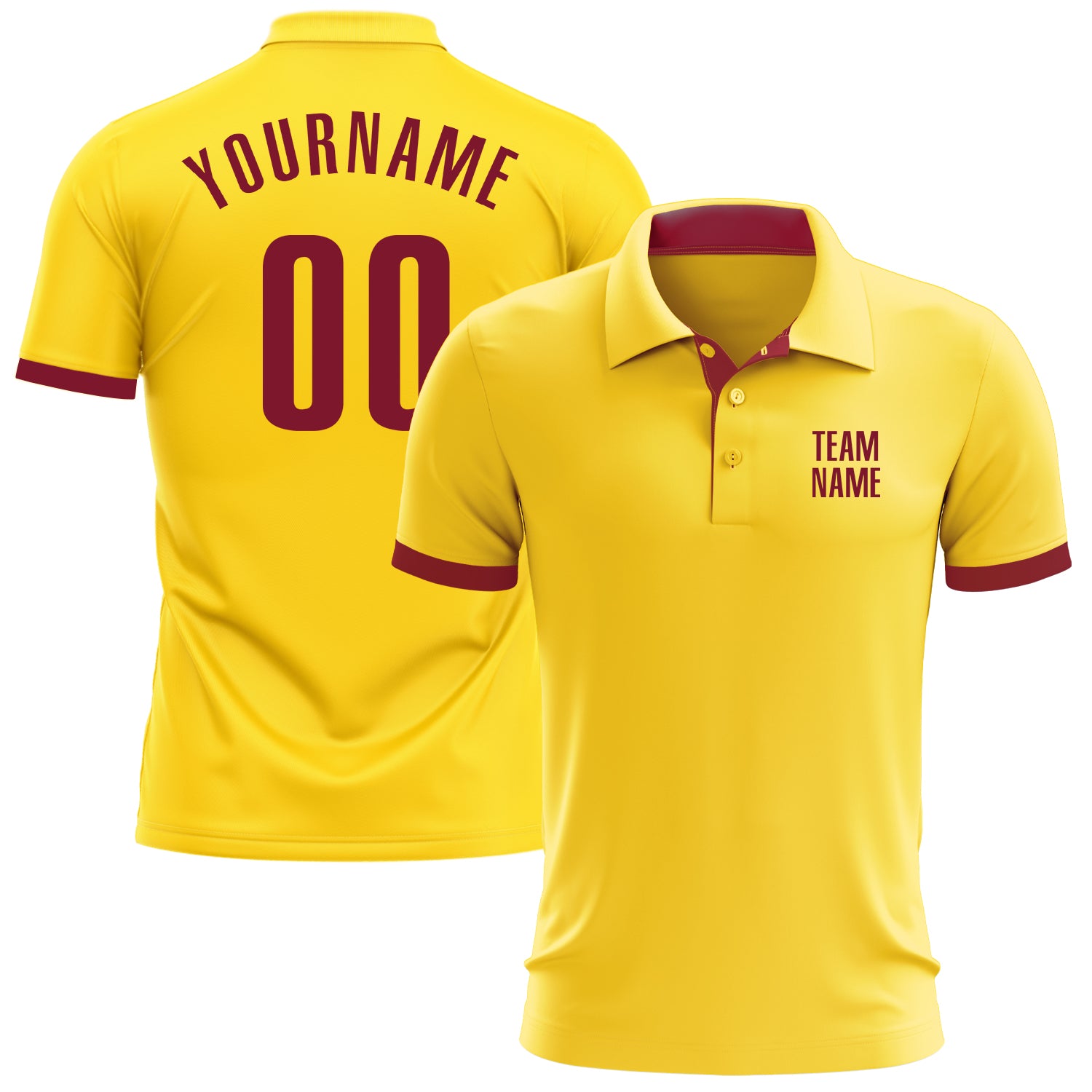 Custom Yellow Crimson Performance Golf Polo Shirt