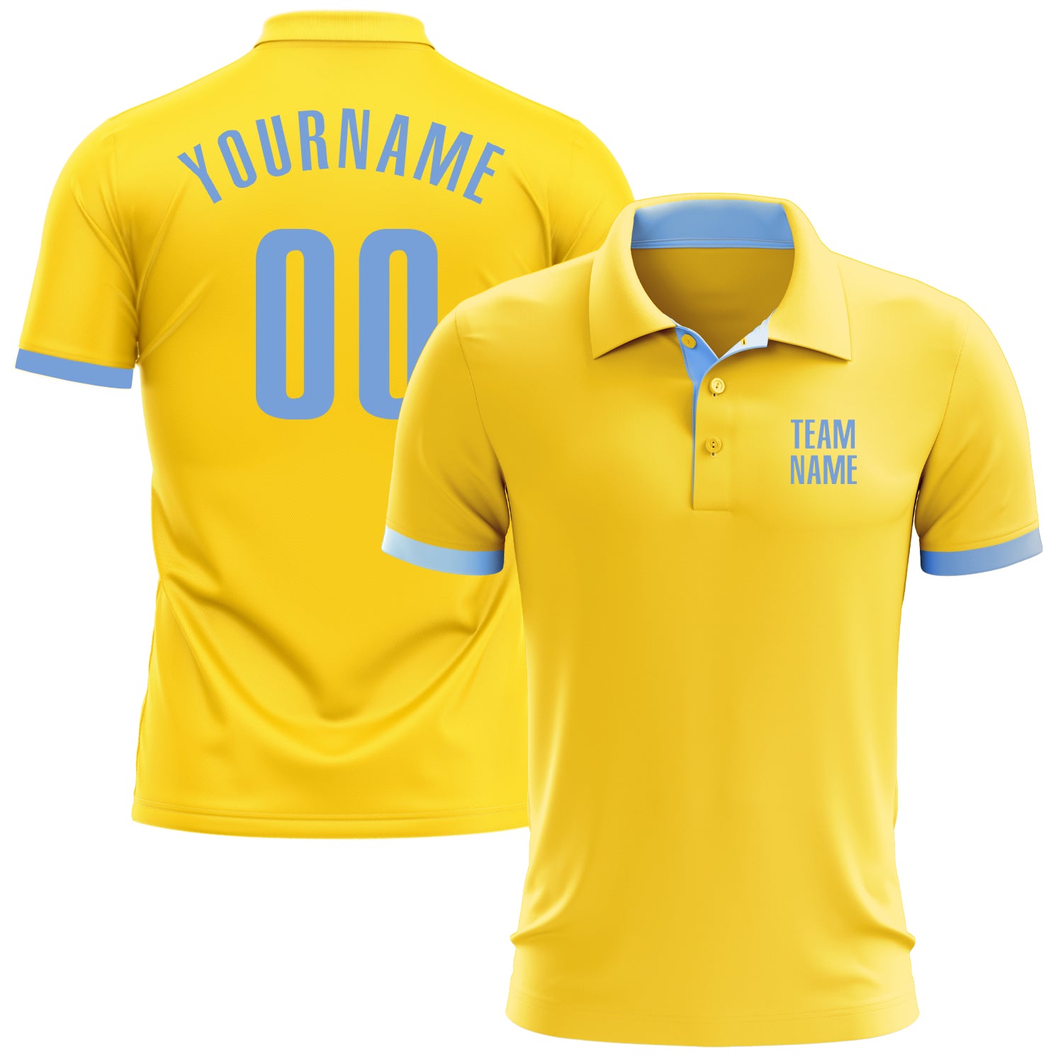 Custom Yellow Light Blue Performance Golf Polo Shirt